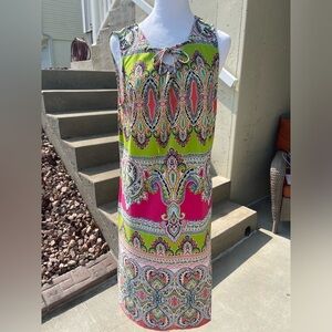 Ivy Lane Vibrant Colorful Sleeveless Shift Dress, Size XL